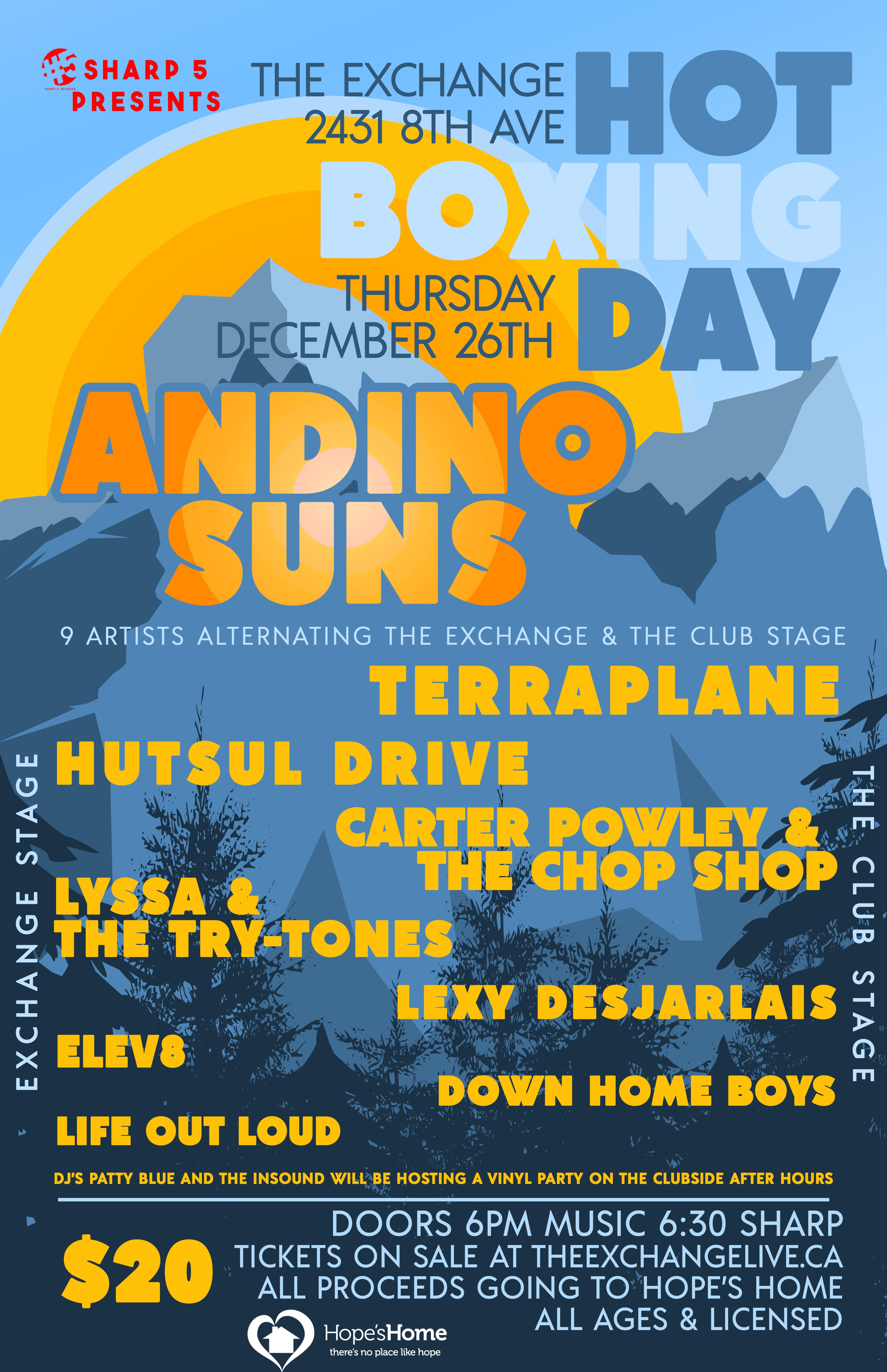 Hot Boxing Day - Andino Suns, Terraplane, Hutsul Drive and more!