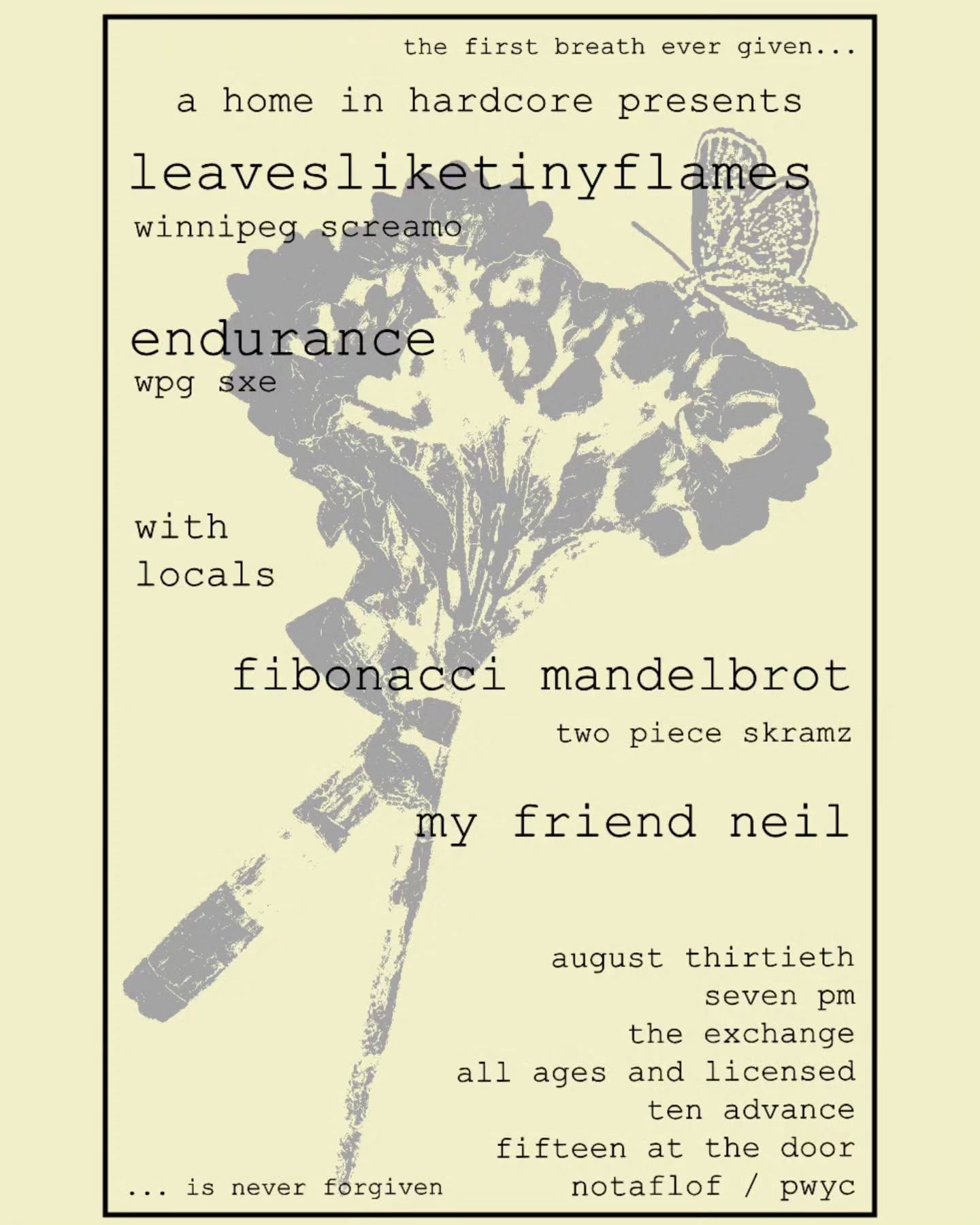 Leavesliketinyflames, Endurance, Fibonaccimandelbrot, My Friend Neil