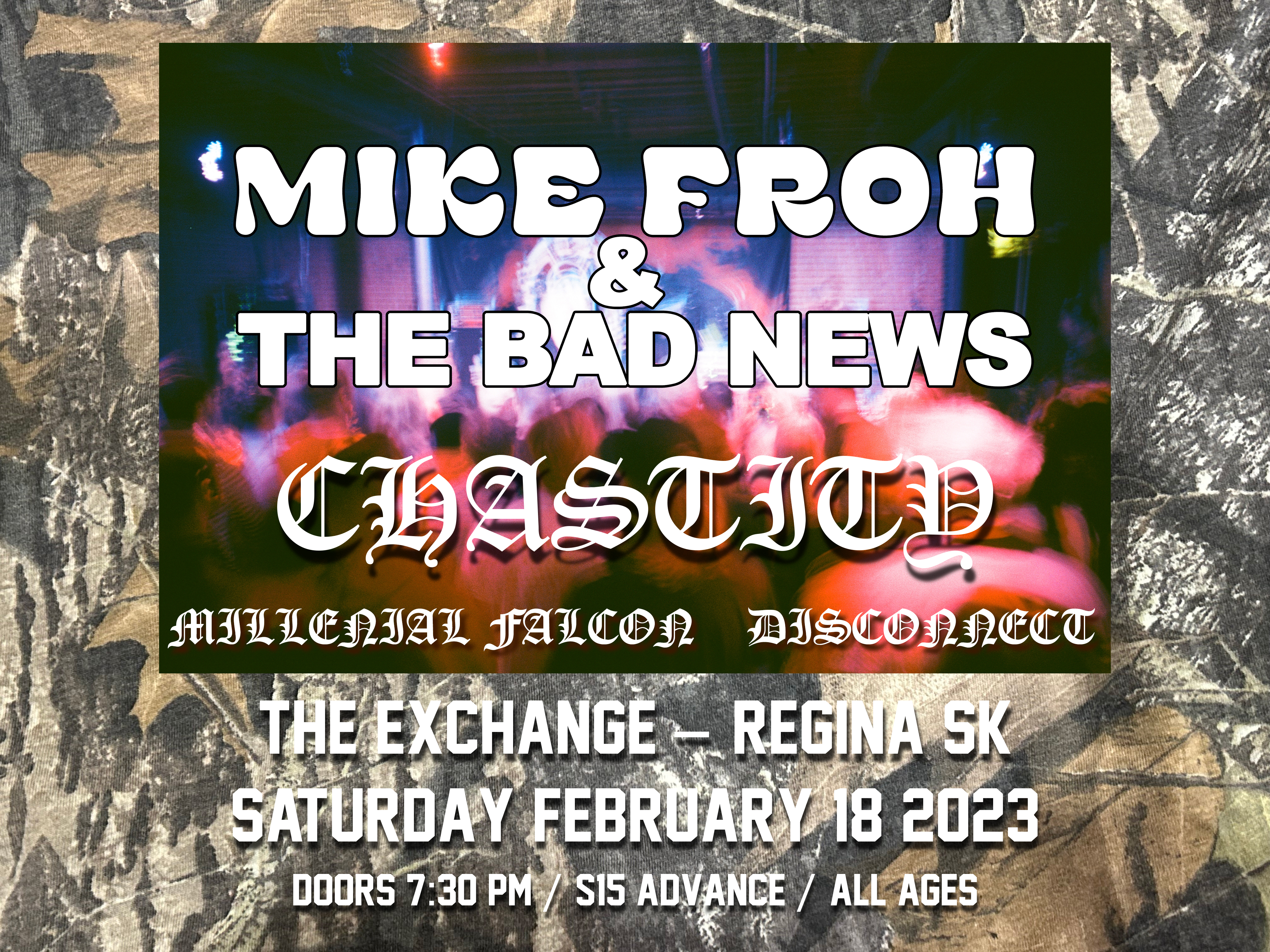 Mike Froh & The Bad News w/ Chastity, Millennial Falcon, The Disconnect 