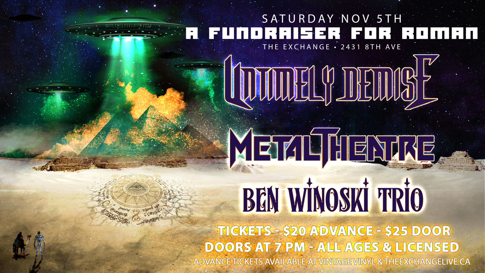A Fundraiser for Roman - Ft. Untimely Demise, Metal Theatre, Ben Winoski Trio