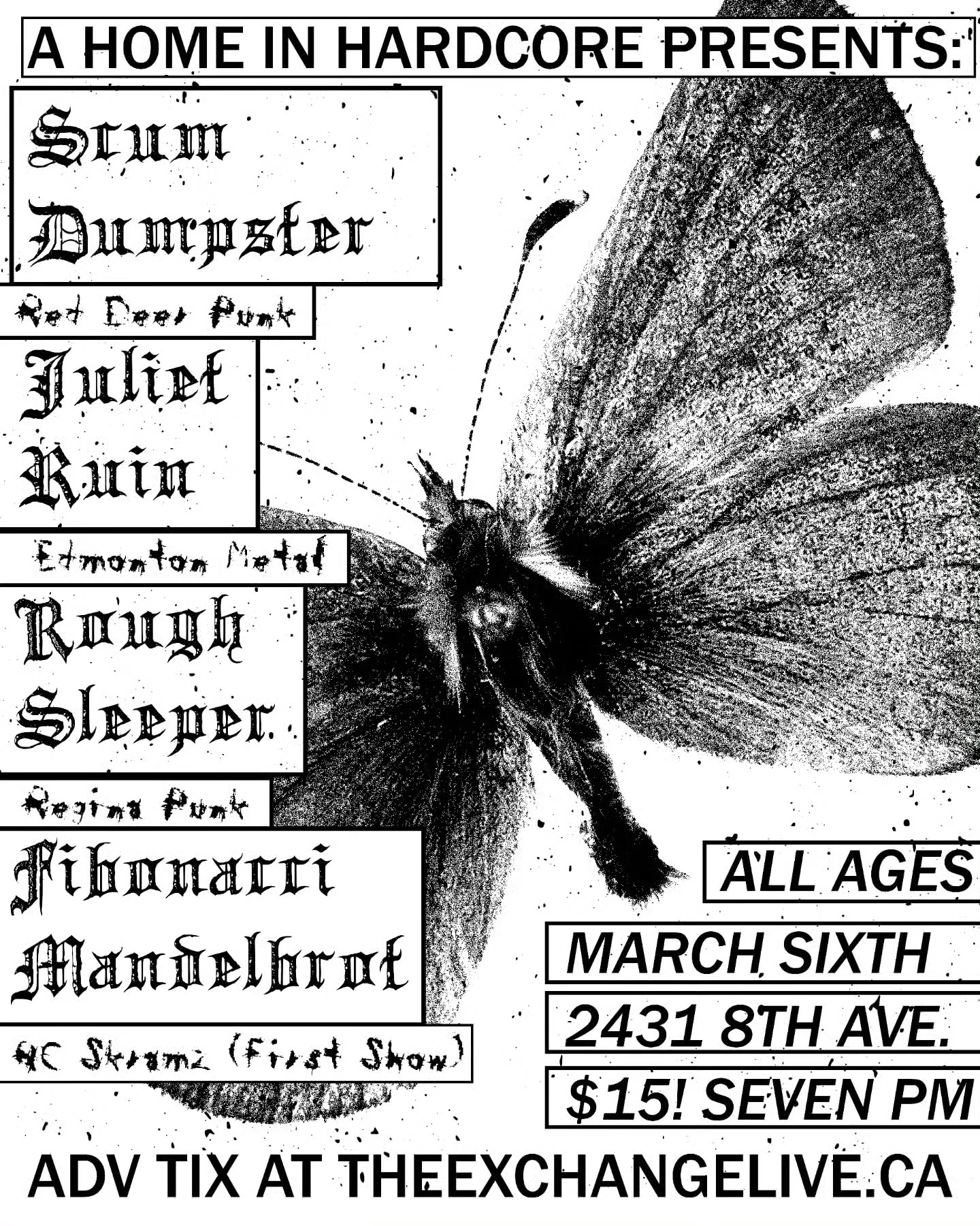 Scum Dumpster, Juilet Ruin, Roughsleeper, Fibonarri Mandelbrot